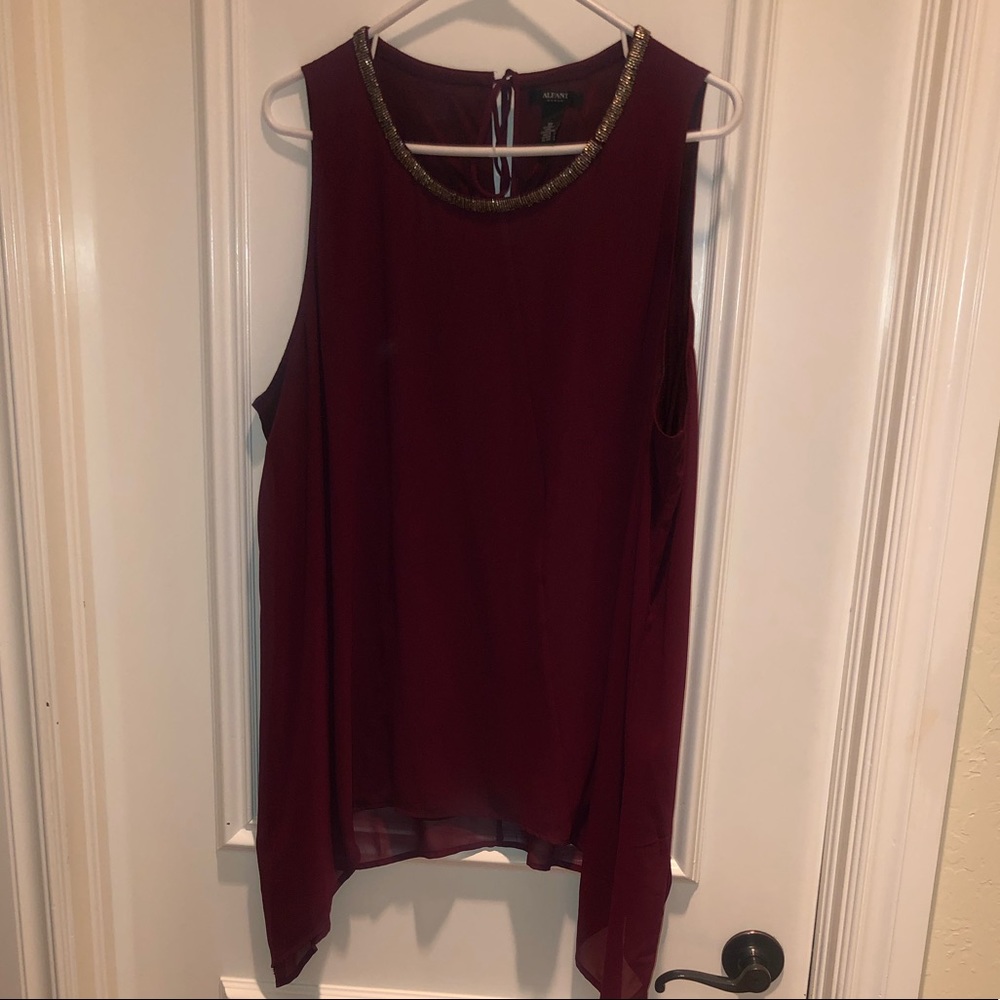 Cranberry red chiffon top